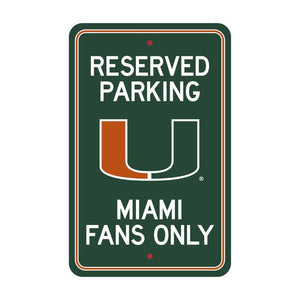 Miami Hurricanes Parking Sign Decor