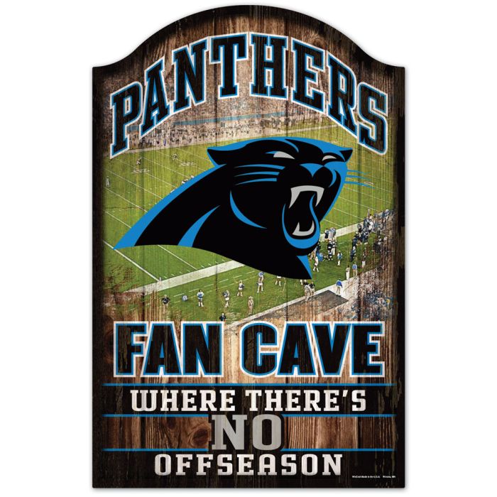 Carolina Panthers Fan Cave Wood Sign 11" x 17"
