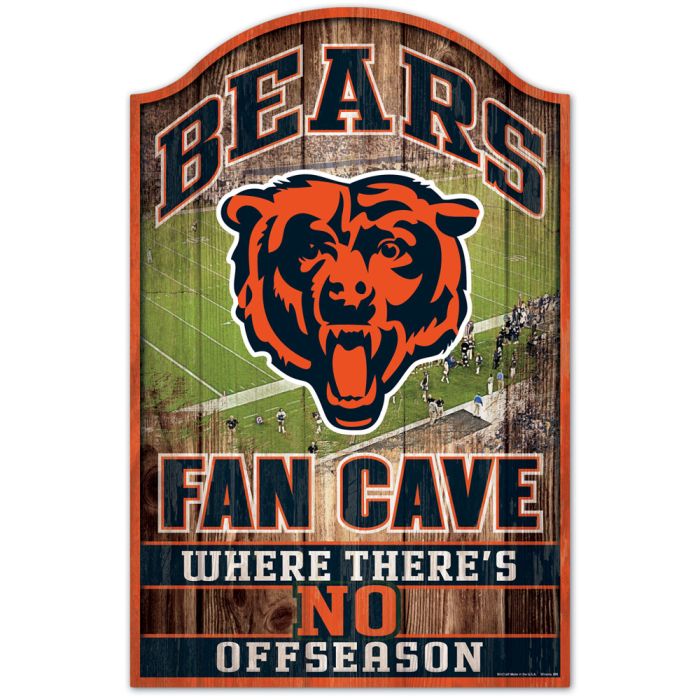Chicago Bears Fan Cave Wood Sign 11" x 17"