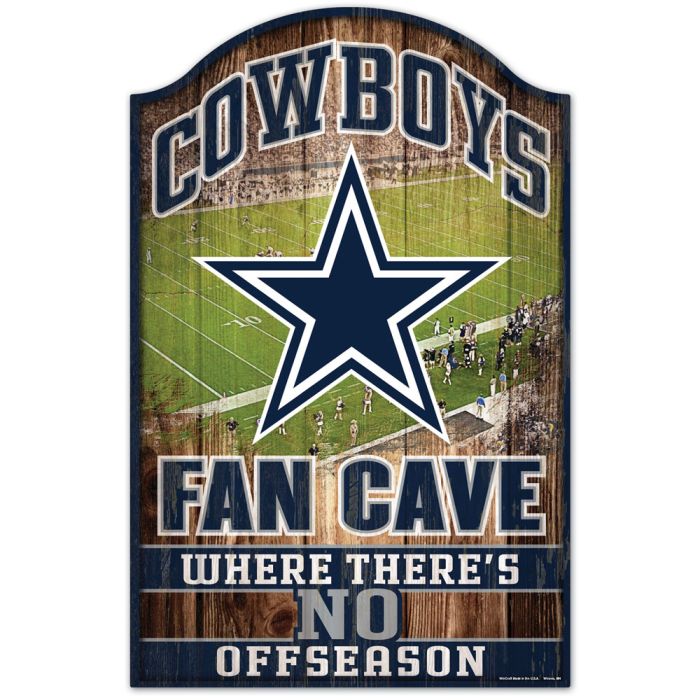 Dallas Cowboys Fan Cave Wood Sign 11" x 17"
