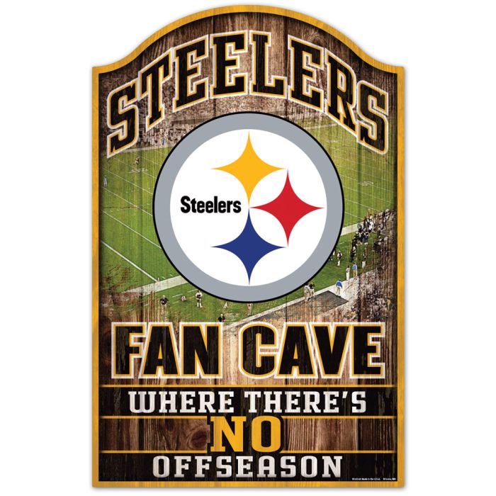 Pittsburgh Steelers Fan Cave Wood Sign 11" x 17"