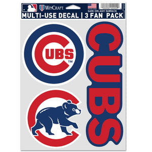 Chicago Cubs Decal Multi Used 3pcs Fan Pack