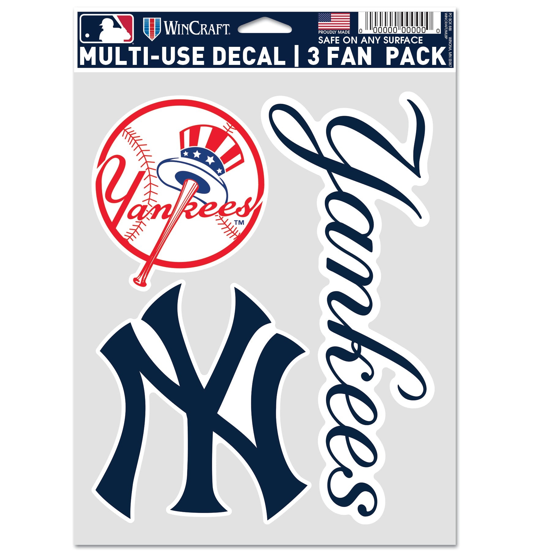 New York Yankees Decal Multi Used 3pcs Fan Pack