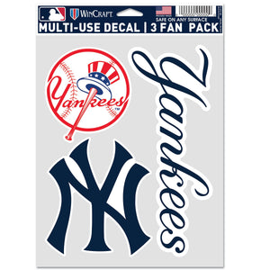 New York Yankees Decal Multi Used 3pcs Fan Pack