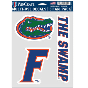 Florida Gators Decal Multi Used 3pcs Fan Pack