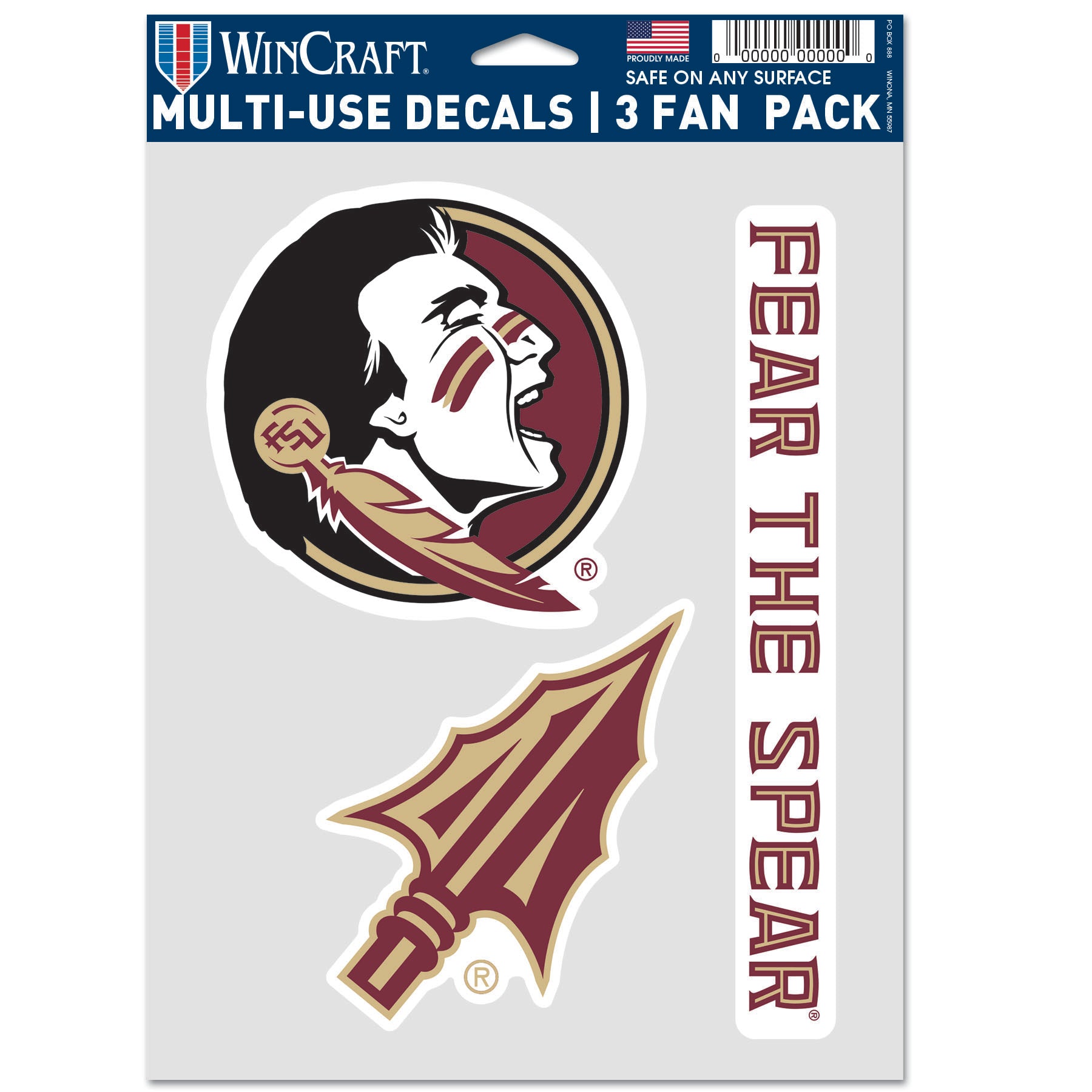 Florida State Seminoles Decal Multi Used 3pcs Fan Pack