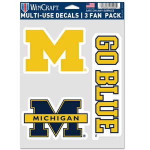 Michigan Wolverines Decal Multi Used 3pcs Fan Pack
