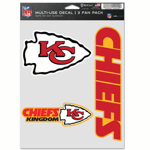 Kansas City Chiefs Decal Multi Used 3pcs Fan Pack