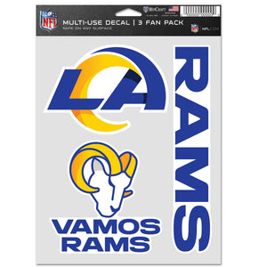 Los Angeles Rams Decal Multi Used 3pcs Fan Pack