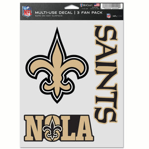New Orleans Saints Decal Multi Used 3pcs Fan Pack