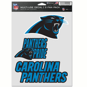 Carolina Panthers Decal Multi Used 3pcs Fan Pack