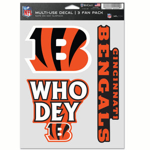 Cincinnati Bengals Decal Multi Used 3pcs Fan Pack