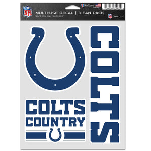 Indianapolis Colts Decal Multi Used 3pcs Fan Pack