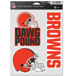 Cleveland Browns Decal Multi Used 3pcs Fan Pack