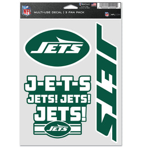 New York Jets Decal Multi Used 3pcs Fan Pack