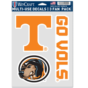 Tennessee Volunteers Decal Multi Used 3pcs Fan Pack