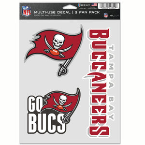 Tampa Bay Buccaneers Decal Multi Used 3pcs Fan Pack