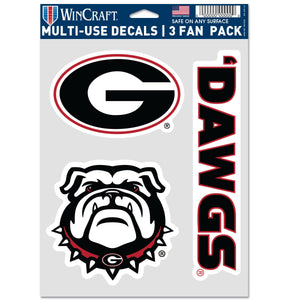 Georgia Bulldogs Decal Multi Used 3pcs Fan Pack