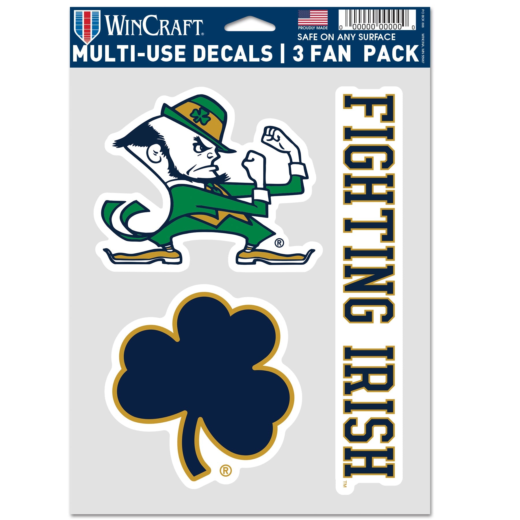 Notre Dame Fighting Irish Decal Multi Used 3pcs Fan Pack