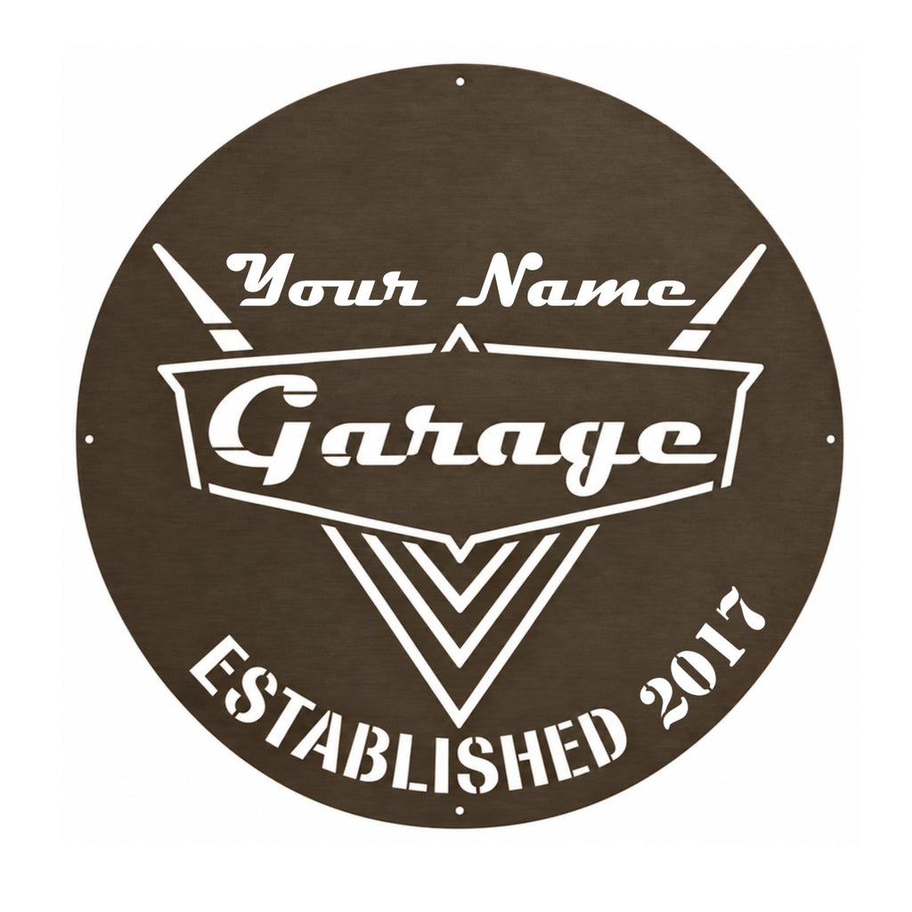 Personalized Garage Metal Sign – Custom Name & Established Year