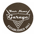 Personalized Garage Metal Sign – Custom Name & Established Year