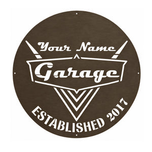 Personalized Garage Metal Sign – Custom Name & Established Year