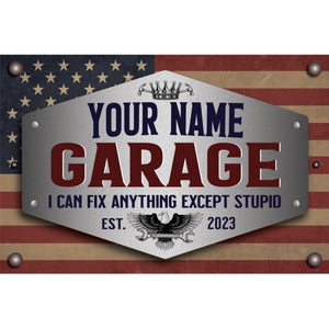 Personalized American Flag Garage Sign – Custom Man Cave Wall Decor
