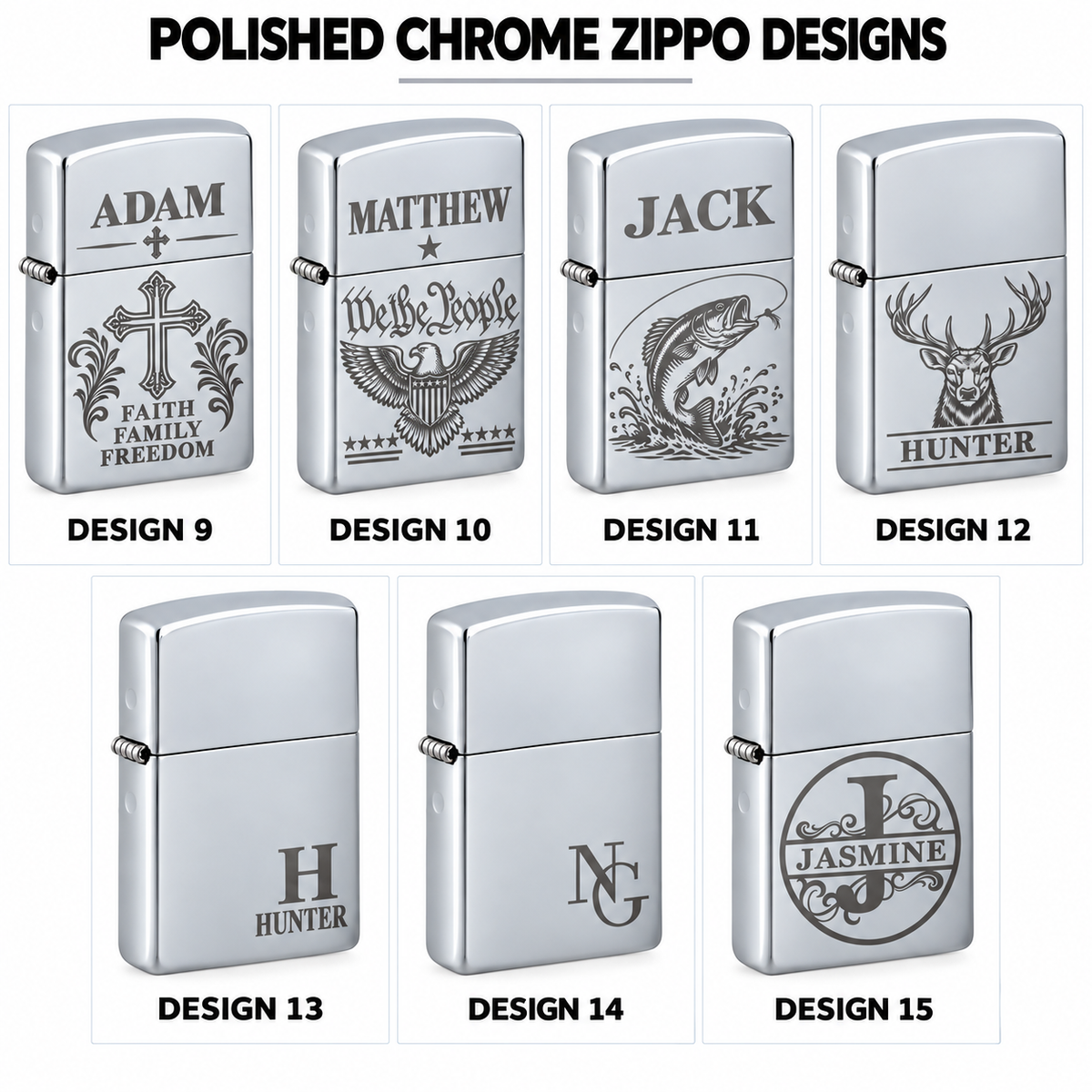 Personalized High Polish Chrome Zippo Lighter – Custom Engraved