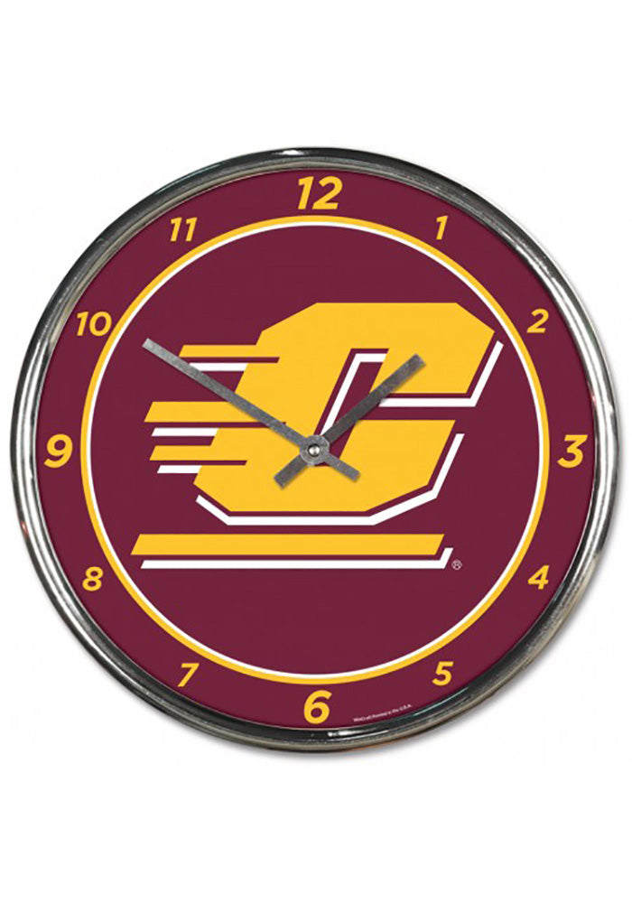 Central Michigan Chippewas Chrome Clocks