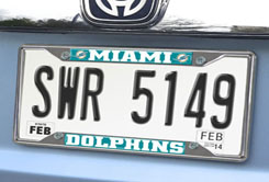 Miami Dolphins License Plate Frame Silver