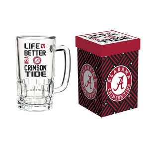 Alabama Crimson Tide Glass Tankard Cup with Gift Box