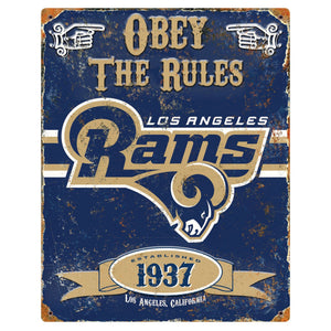 Los Angeles Rams Obey Rules Metal Sign