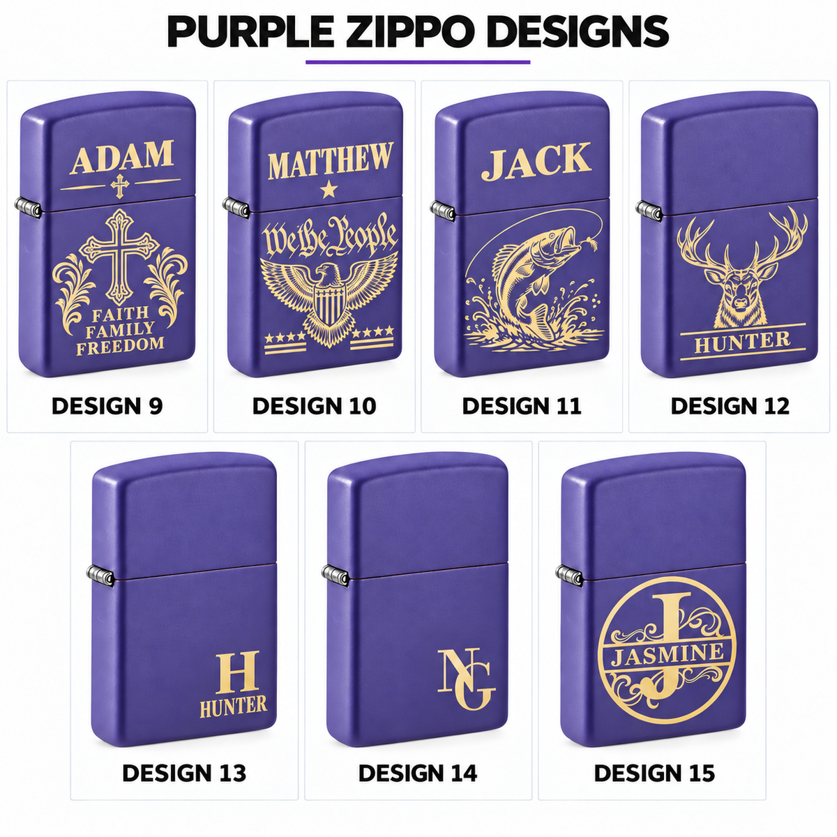 Personalized Purple Matte Zippo Lighter – Custom Engraved
