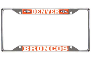 Denver Broncos License Plate Frame Silver