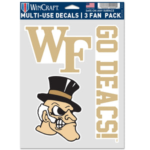 Wake Forest Demon Deacons Decal Multi Used 3pcs Fan Pack