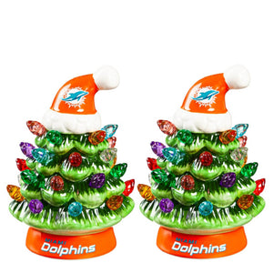 Miami Dolphins LED Ceramic Christmas Tree - 4