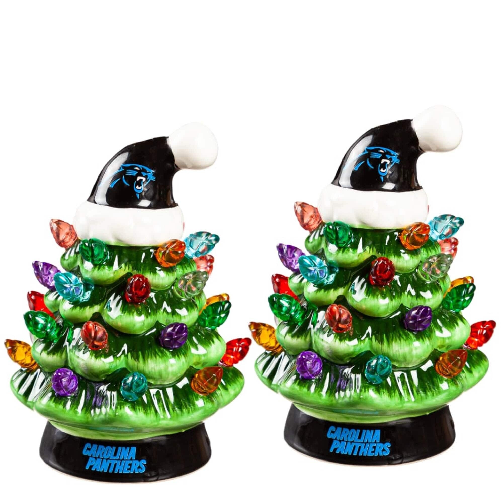 Carolina Panthers LED Ceramic Christmas Tree - 4"