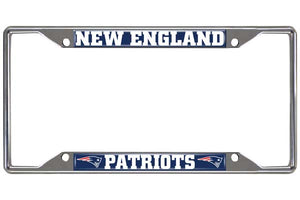 New England Patriots License Plate Frame Silver