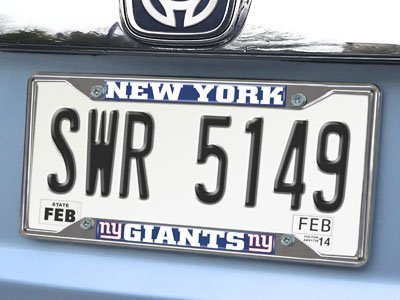 New York Giants License Plate Frame Silver