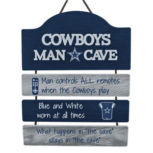 Dallas Cowboys Man Cave Rules Wood Sign