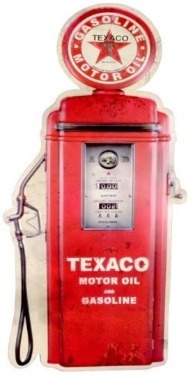 Texaco Gas Shaped Embossed Metal Signs