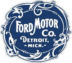 Vintage Ford Shaped Embossed Metal Signs