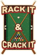 Rack It Shaped Embossed Metal Signs