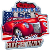 America's Highway Shaped Embossed Metal Signs