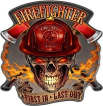 Fire Fighter Shaped Embossed Metal Signs