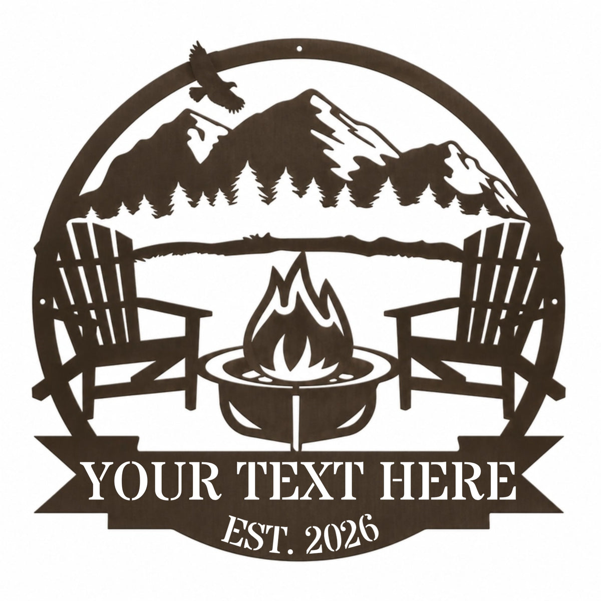 Personalized Campfire Metal Sign – Custom Family Outdoor & Cabin Wall Decor