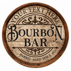 Personalized Bourbon Bar Barrel Sign – Vintage Scrollwork