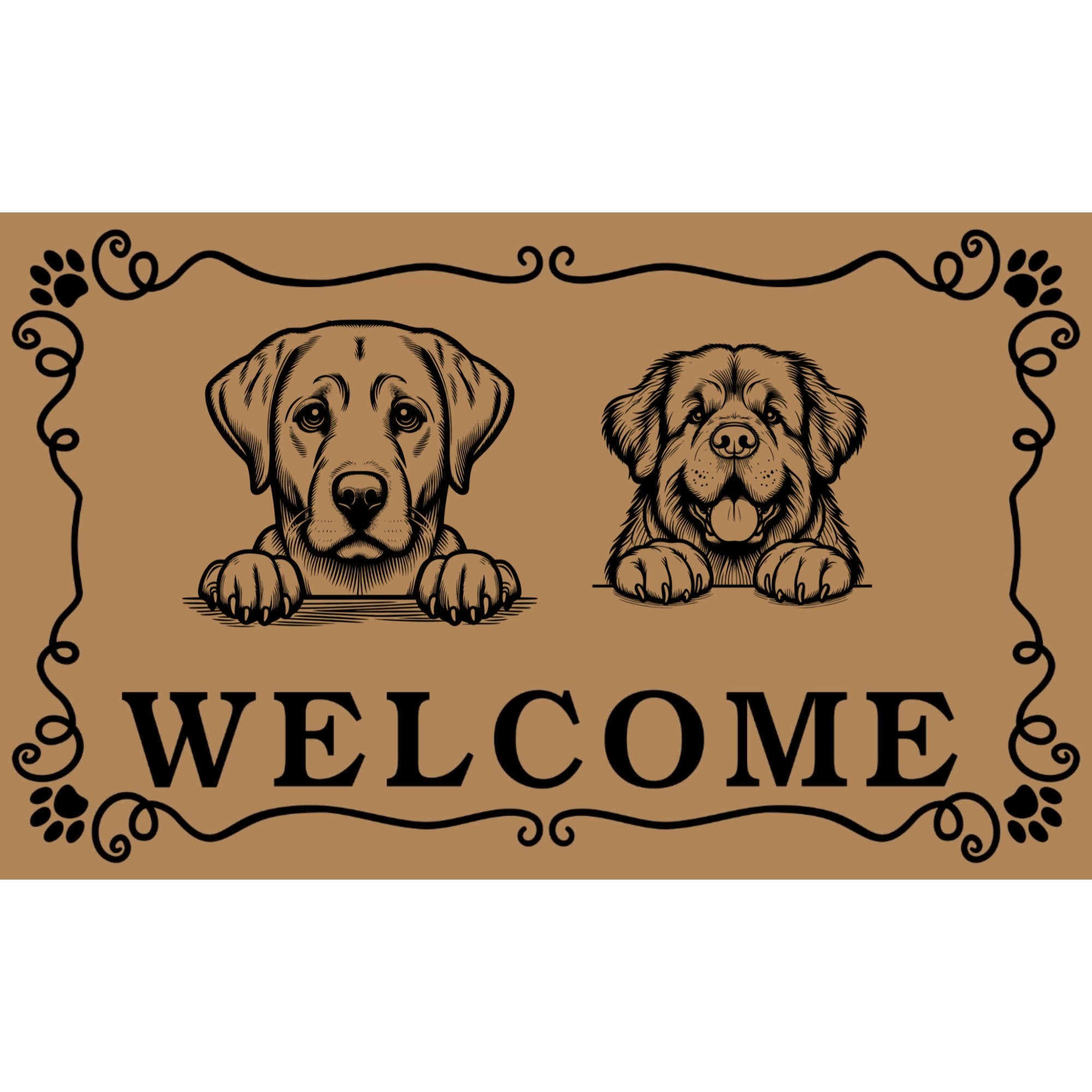 Personalized Dog Family Welcome Coir Mat – 2 Dogs