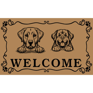 Personalized Dog Family Welcome Coir Mat – 2 Dogs