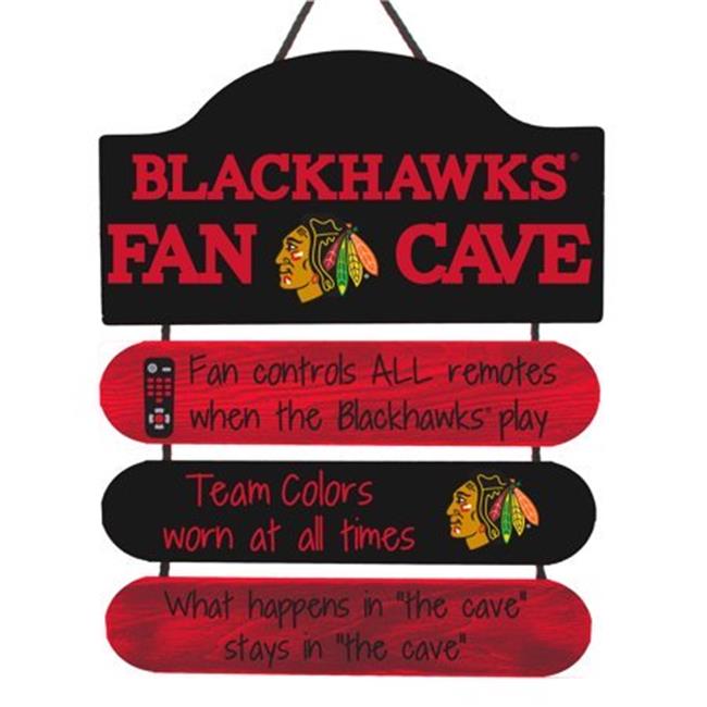 Chicago Blackhawks Man Cave Rules Wood Sign